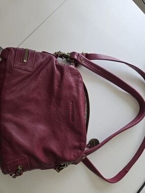 Manhattan Crossbody in Deep Berry Leather with Gold Accents